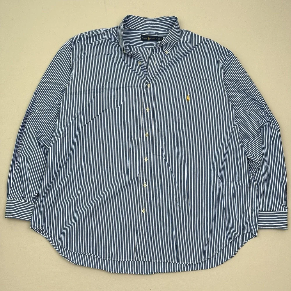 Lot of 3 Polo Ralph Lauren Button Down Dress Shirt Men 2XB Big Blue Plaid Stripe